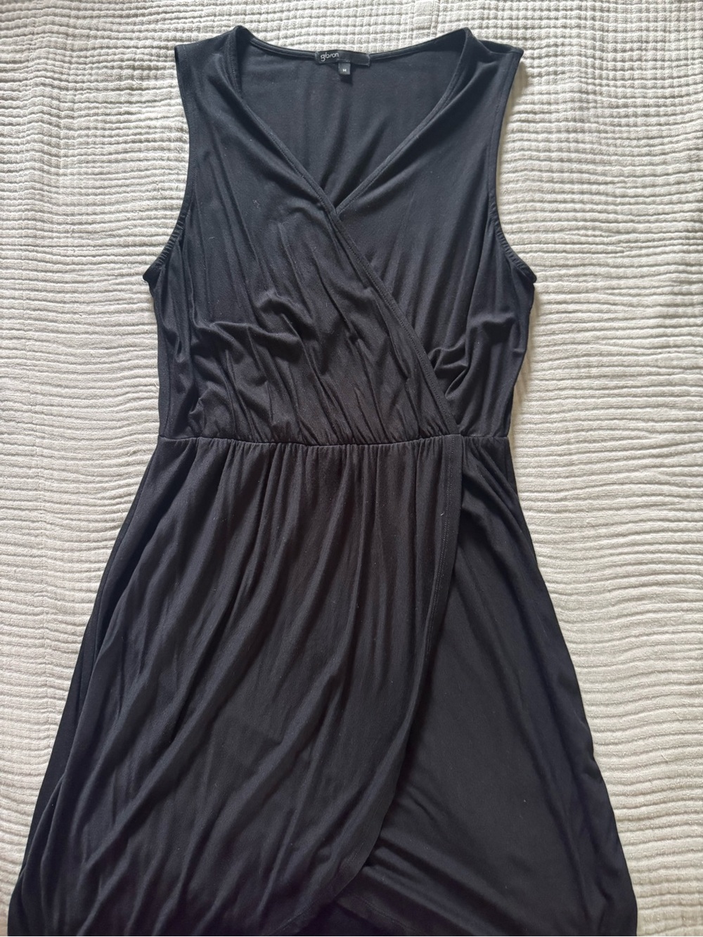 Black Sleeveless Jersey knit Wrap Dress by Gibson